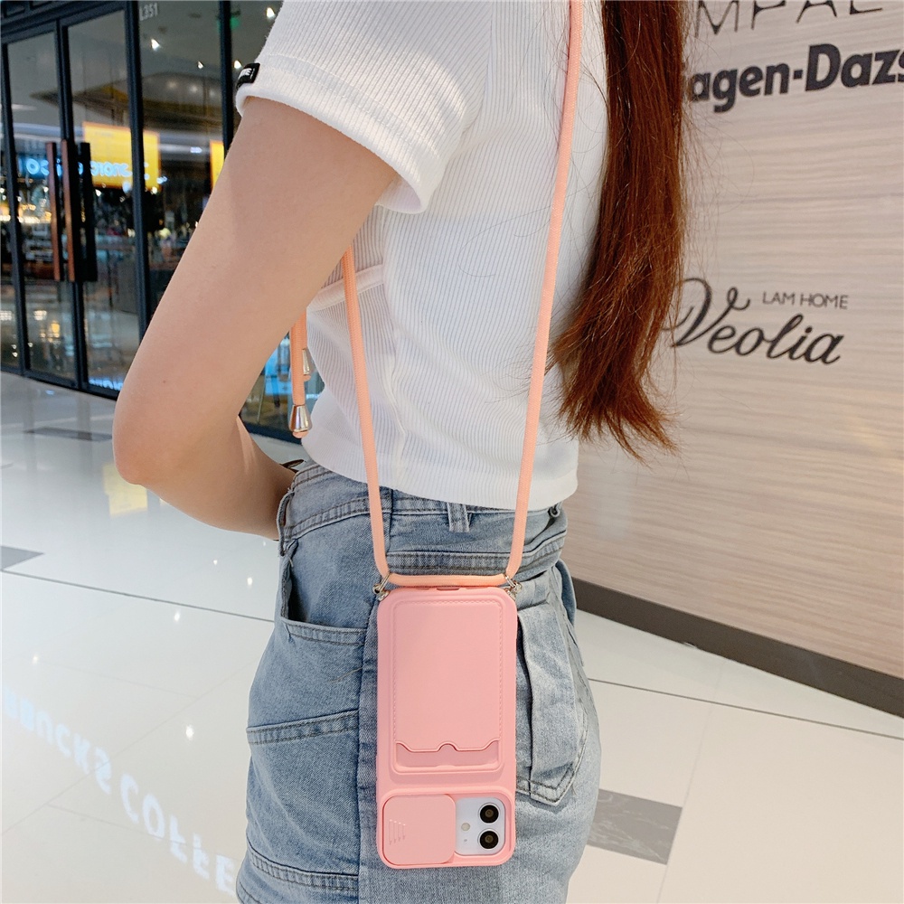 Ốp Điện Thoại Mềm Dạng Ví Có Dây Đeo Chéo Cho Iphone 14 11 12 13 Pro Max 11 Pro 13 MiNi X XR XS 7 8 Plus