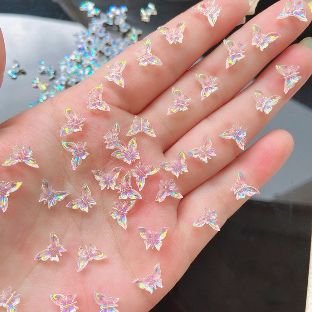 [Hàng mới về] Phụ Kiện Trang Trí Móng Tay Hình Bướm Nhiều Màu Bằng Nhựa Resin Thời Trang Diy