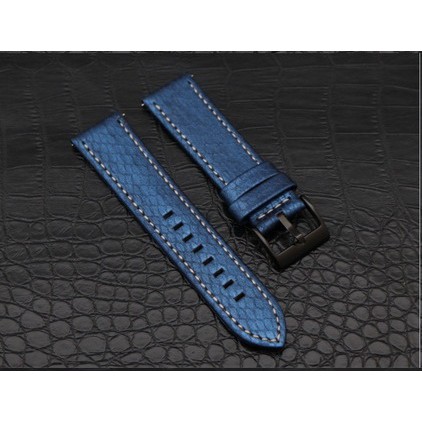 Dây da bóng dập vân cá sấu Mẫu H cho đồng hồ size 22mm và Samsung Gear S3