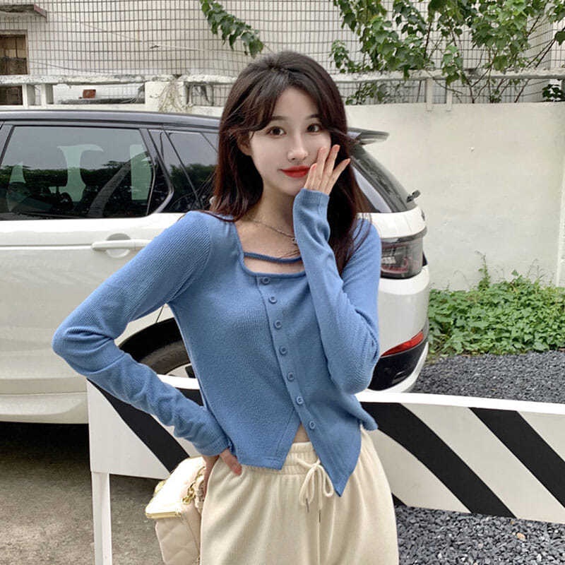 Áo Hai Dây Dày Có Đệm Ngực Thiết Kế Bất Đối Xứng Hình Nhịp Tim Cỡ Nhỏ Thời Trang Mùa Thu Cho Nữ