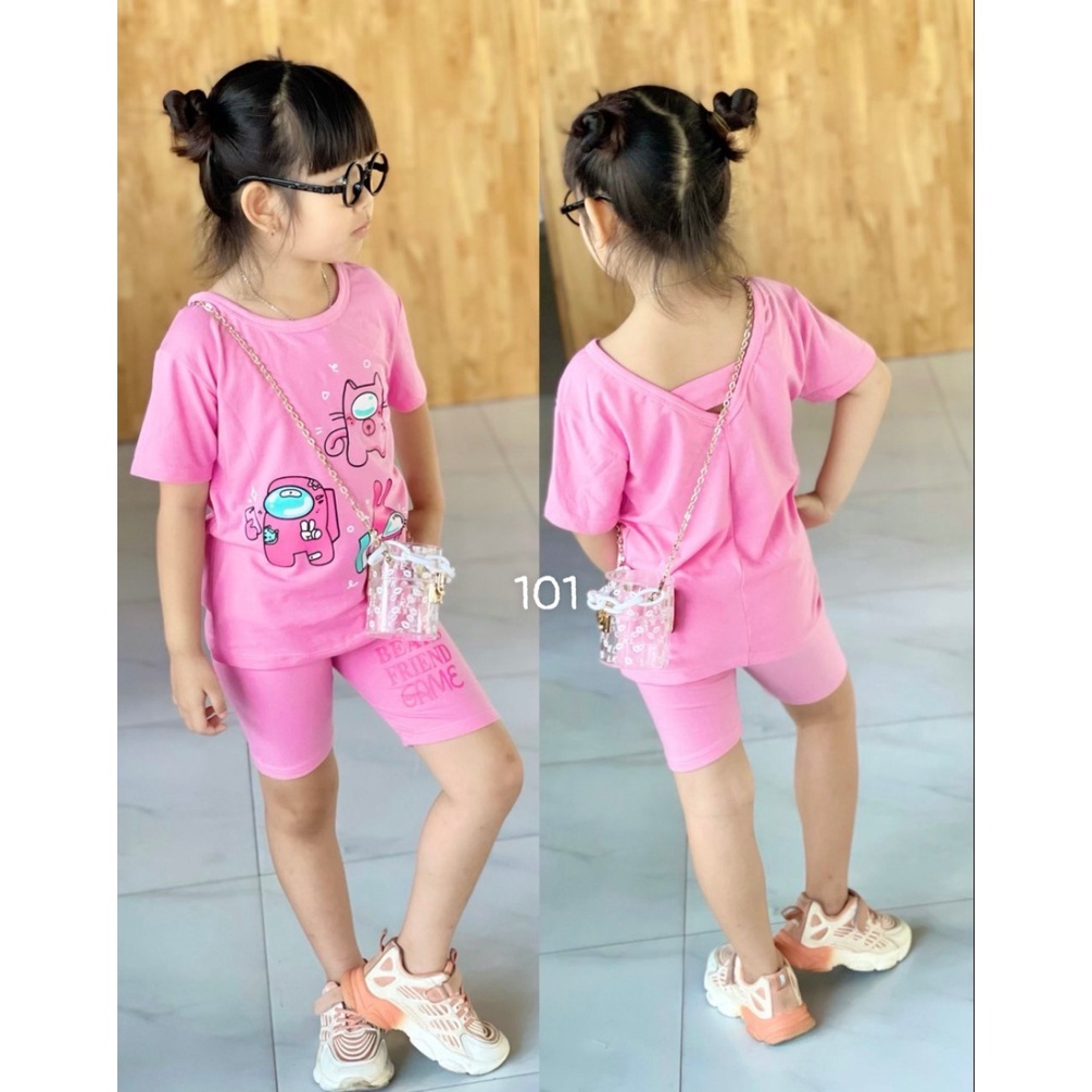 Bộ bé gái size đại - bộ ngố cho bé gái chất cotton mát 068
