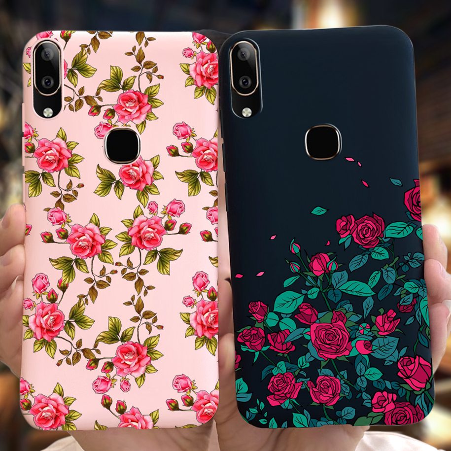 Ốp Điện Thoại Mềm Nhám Chống Sốc Vẽ Hình Hoa Thời Trang Cho Vivo V9 V9Pro Y85 Y89 Z1i VivoV9 1723