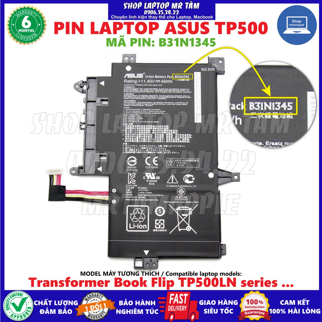Pin Laptop ASUS TP500 (B31N1345) (ZIN) - Transformer Book Flip TP500LN