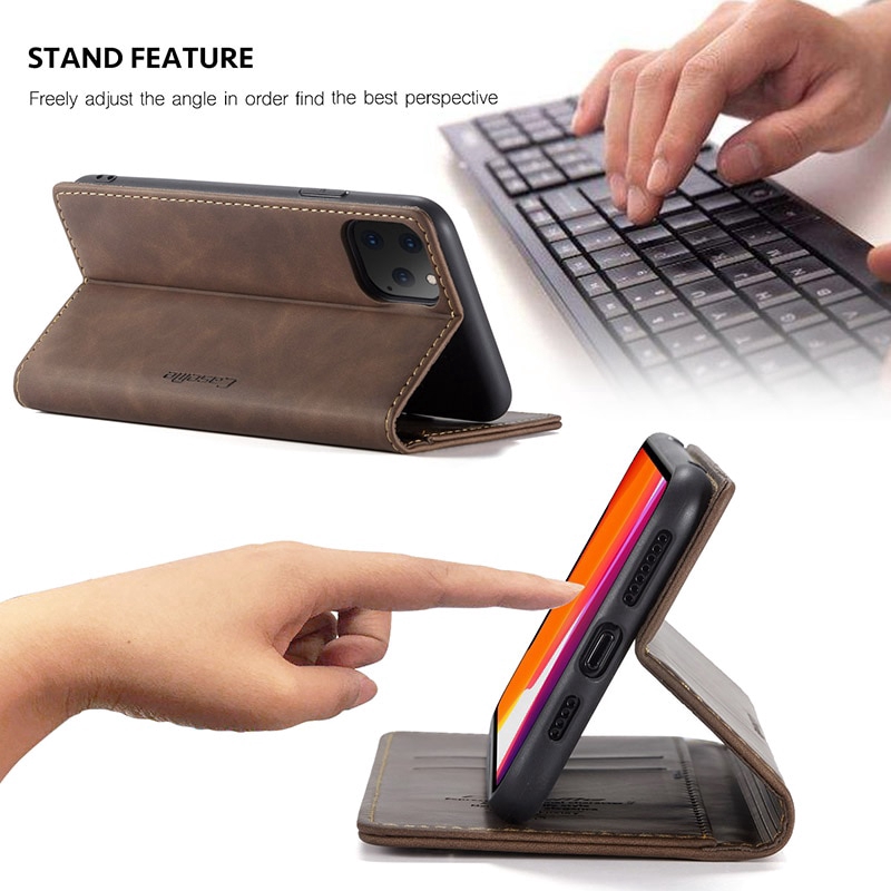 Caseme Magnetic Flip Card Wallet Leather Case For iPhone 11 Pro X XR XS Max 7 8 6 6s Plus Anti-knock Phone Holder Protection Cover
