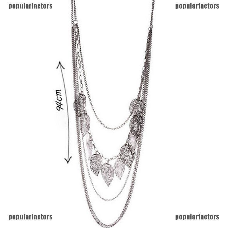 Dây Chuyền Nhiều Lớp Hình Chiếc Lá Phong Cách retro Thời Trang