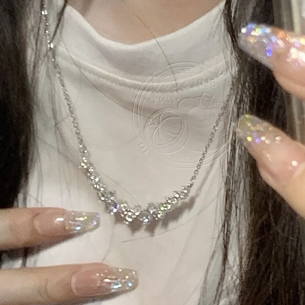 Phụ Kiện Tóc Tua Rua Phong Cách Mới OXYG3N | Dây Chuyền Mạ Bạc 925 Mặt Hình Thiên Hà Đính Đá Sang Trọng Cho Nữ