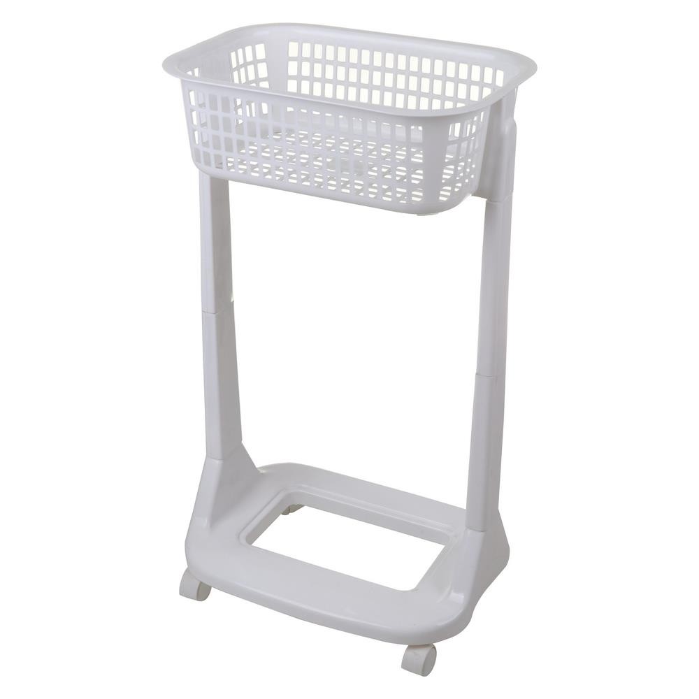 HomeBase API giỏ nhựa đựng đồ dơ, đồ đem đi giặt bằng nhựa 2 tầng Thái Lan W45xD30xH80 Cm trắng