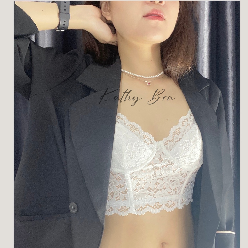 H10 Áo Lót Bra Ren Bralette KATHY BRA Cao Cấp Kiểu Dáng Croptop Hai Dây Phối Blazer Dự Tiệc Dạo Phố Xinh