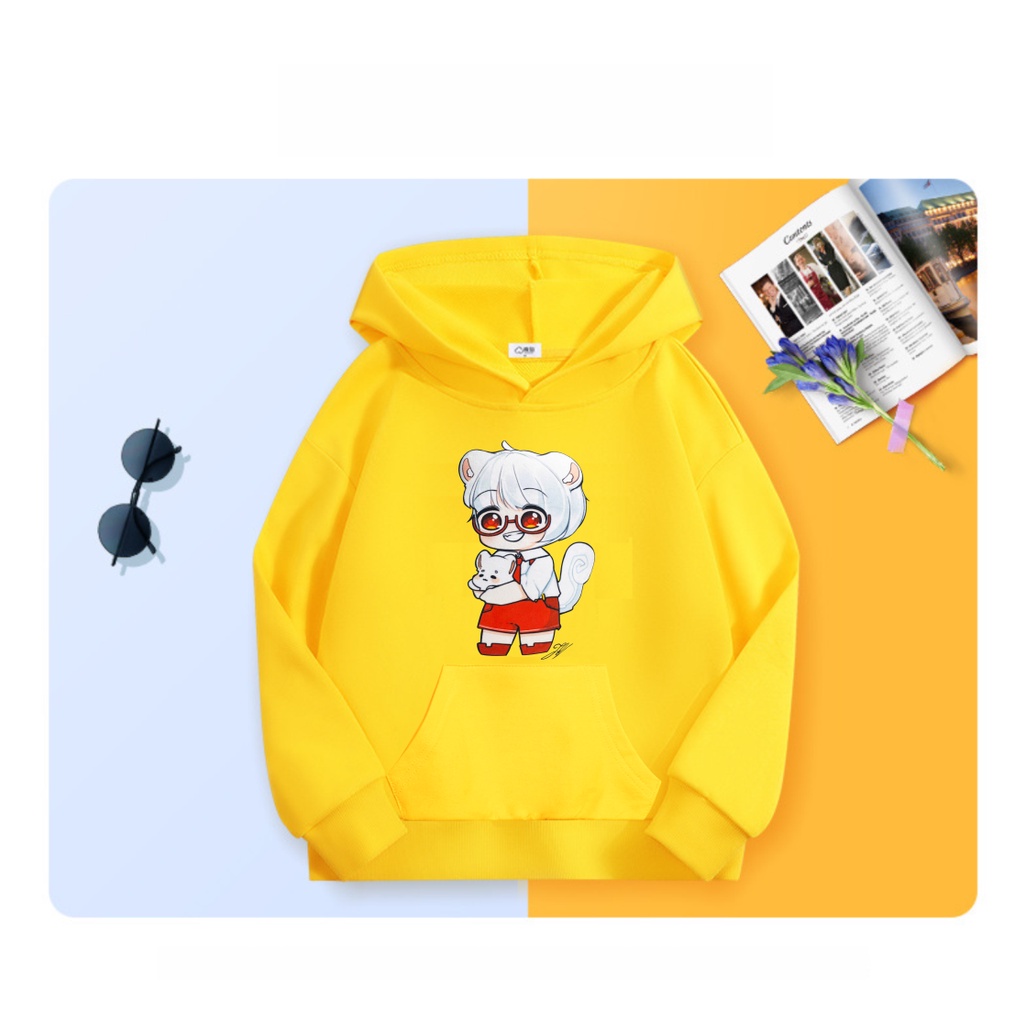 Áo hoodie hero team màu vàng nỉ bông cực đẹp cho bé trai bé gái nhiều mẫu sammy simmy phong cận