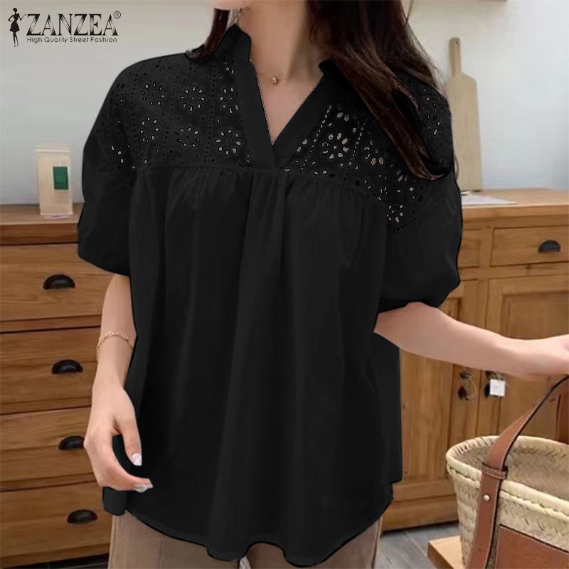 Zanzea Áo Kiểu Nữ Tay Lửng Cổ Chữ V Thời Trang