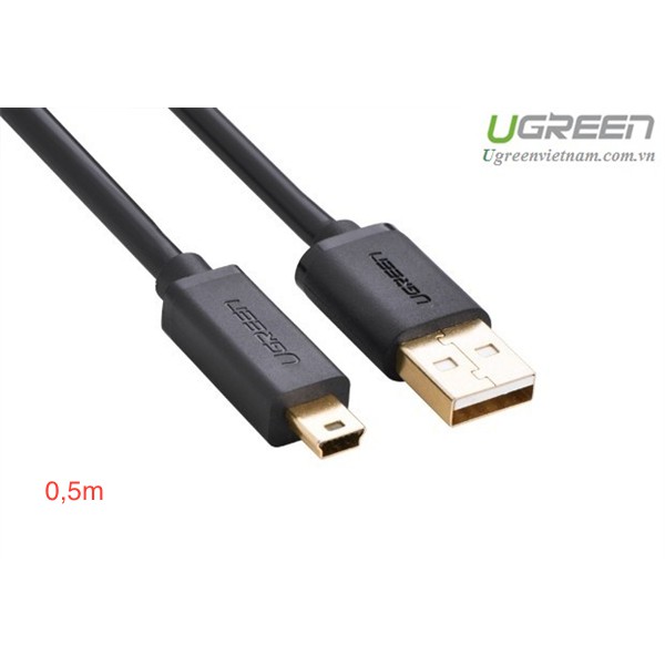 Cáp USB 2.0 to USB Mini 0.5m mạ vàng Ugreen 10354 Chính hãng