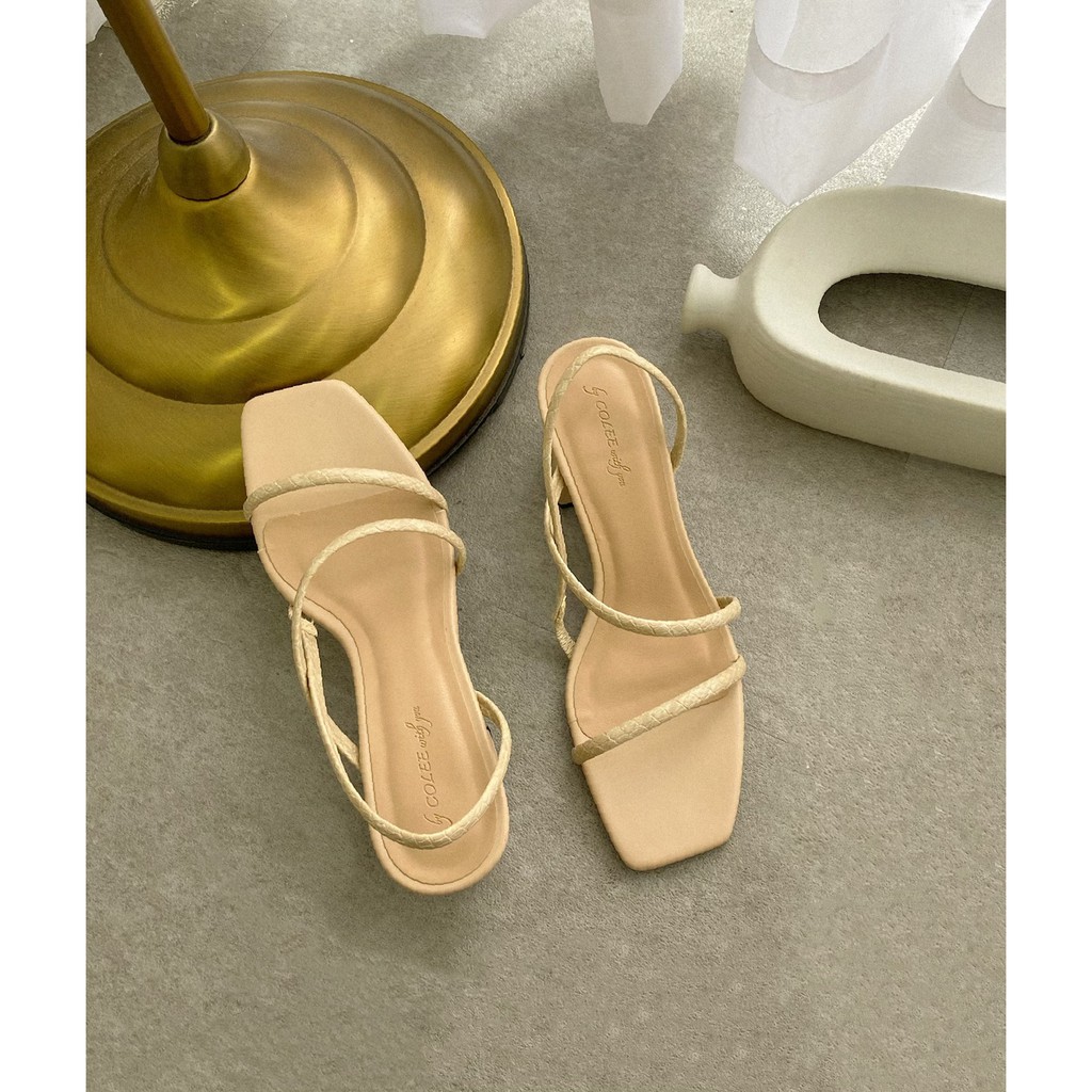 GIÀY SANDAL GÓT VUÔNG NỮ COLEE QUAI MẢNH BO SƯỜN 6 CM
