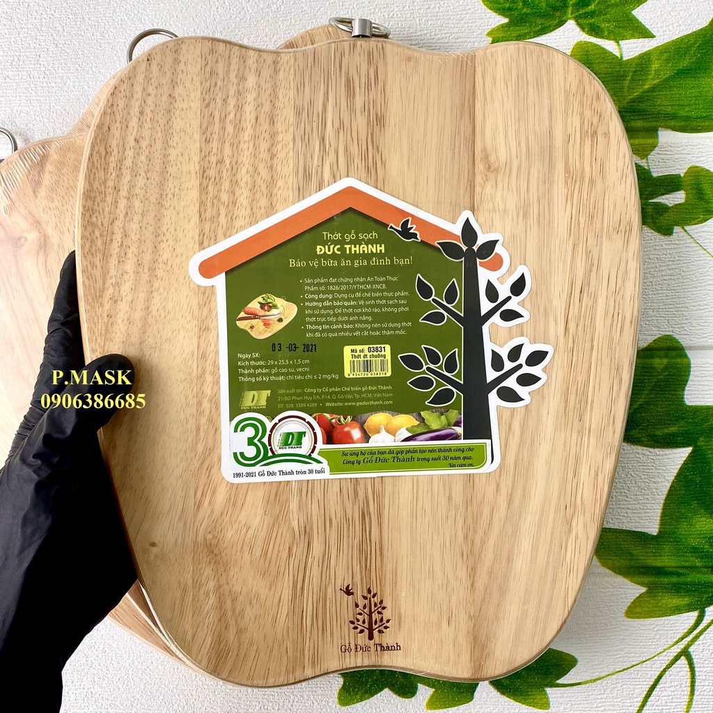 Thớt Gỗ Hình Quả Ớt Chuông Đức Thành 03831 - Thớt gỗ sạch Đức Thành bảo vệ bữa ăn gia đình bạn