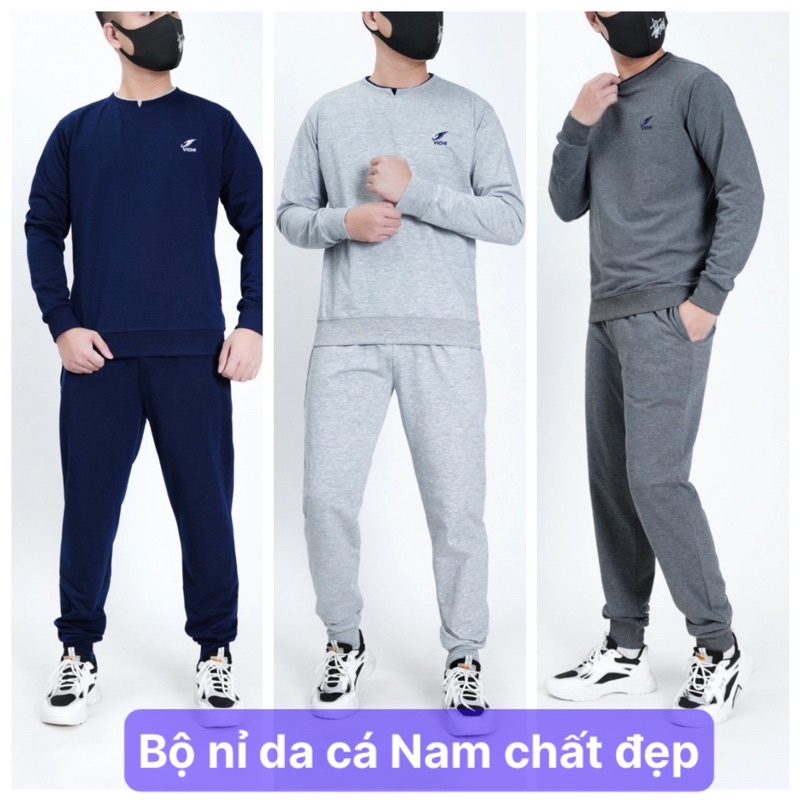 Bộ Nỉ Nam Vải Da Cá Chất Đẹp size M-L-XL-2XL