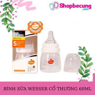 BÌNH SỮA WESSER NANO SILVER CỔ NHỎ 60ML (0 - 3 THÁNG)