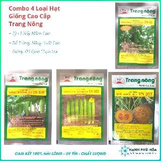 Bộ 4 Hạt Giống Cao Cấp TN Bầu Xanh F1 Trang Nông 10 Hạt, Bí đỏ F1 TN 2g, Bí Đao Chanh TN 20 Hạt, Mướp Hương 1g