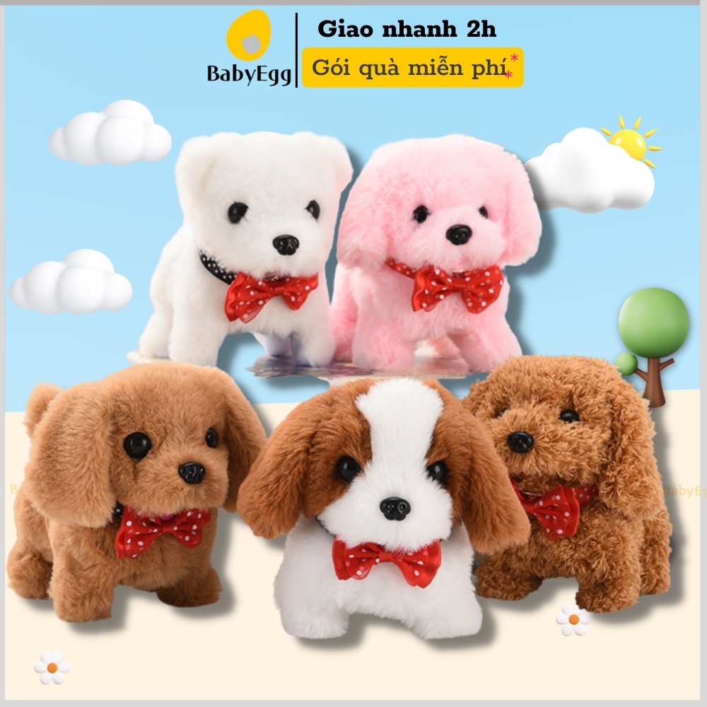 Đồ chơi Chó bông biết đi, biết kêu, biết vẫy đuôi đồ chơi trẻ em cho bé trai bé gái 1 2 3 4 tuổi babyegg