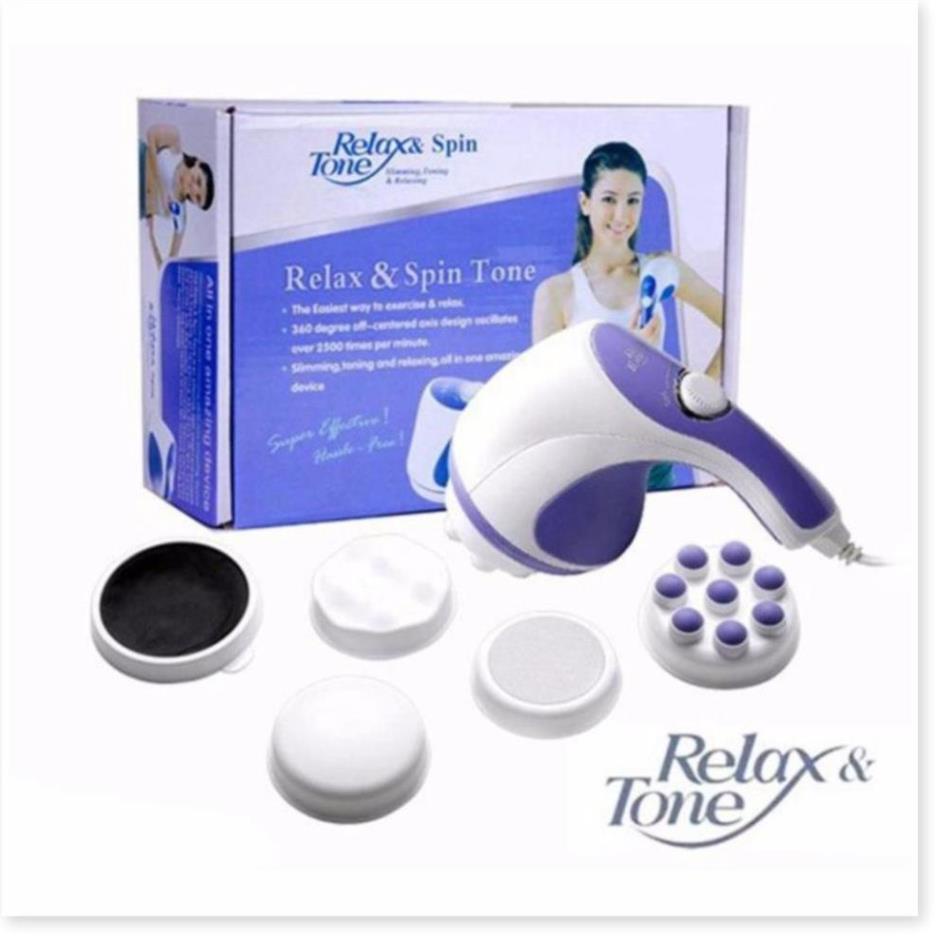 Máy massage cầm tay Relax and Spin Tone 5 Đầu - Đánh Tan Mỡ Bụng, Giảm Nhức Mỏi [Bảo Hành 1 Đổi 1]
