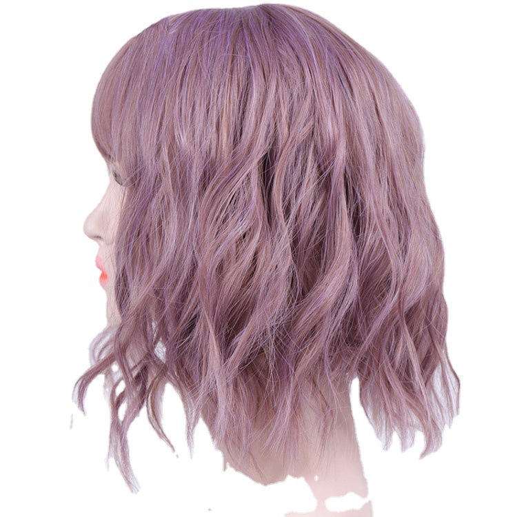 Bộ Tóc Giả Ngắn Xoăn Màu Hồng Thời Trang Cho Nữ