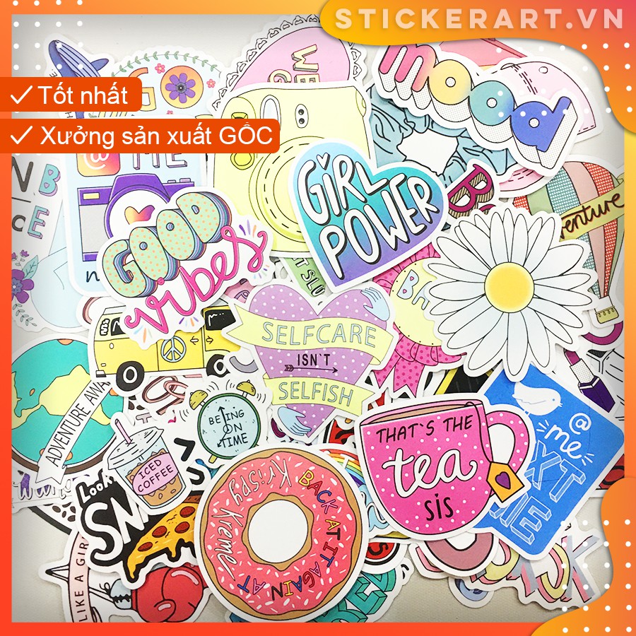 [VSC0 #1] 50 Sticker chống nước/dán xe laptop mũ bảo hiểm vali...