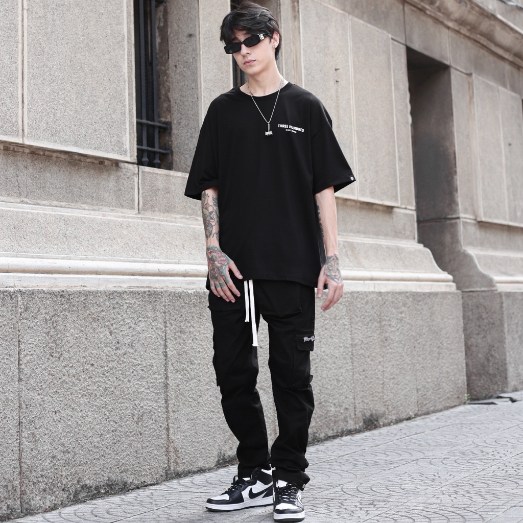 Áo Thun Đen In Chữ Nostalgia Màu Trắng Chất Liệu 100% Cotton Form Rộng Thoải Mái Unisex Nam Nữ