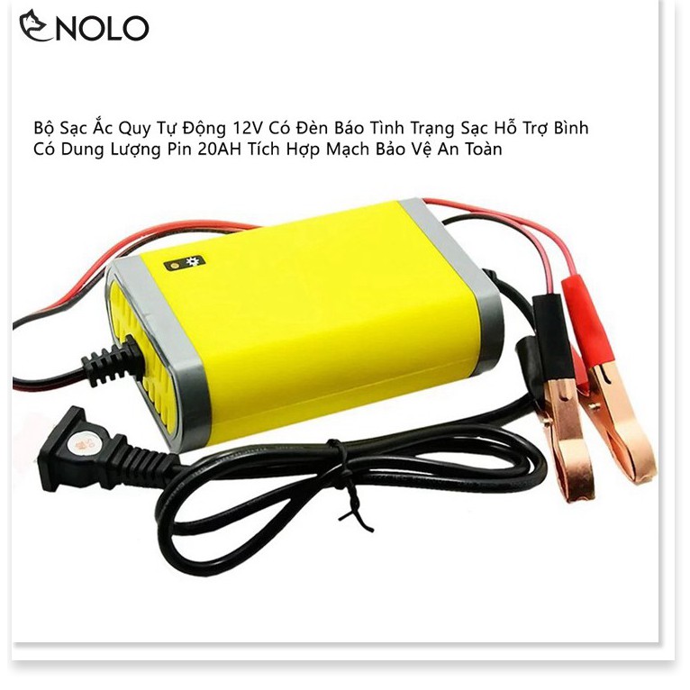 Sạc Ắc Quy Tự Động 12V Có Đèn Báo Tình Trạng Sạc Hỗ Trợ Bình Có Dung Lượng Pin 20AH Tích Hợp Mạch Bảo Vệ An Toàn