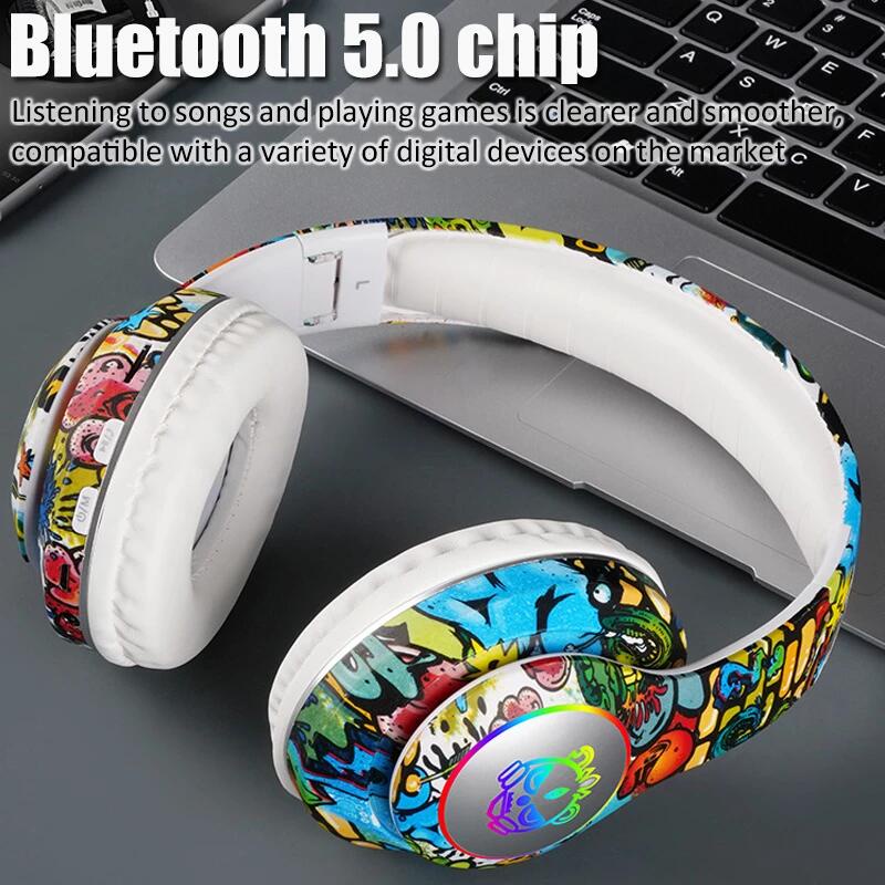 Tai Nghe Bluetooth Không Dây Âm Thanh HiFi Chống Ồn Thiết Kế Graffiti