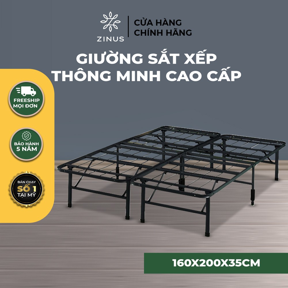 Giường Sắt Xếp Thông Minh Zinus Smart Base 160x200x35cm