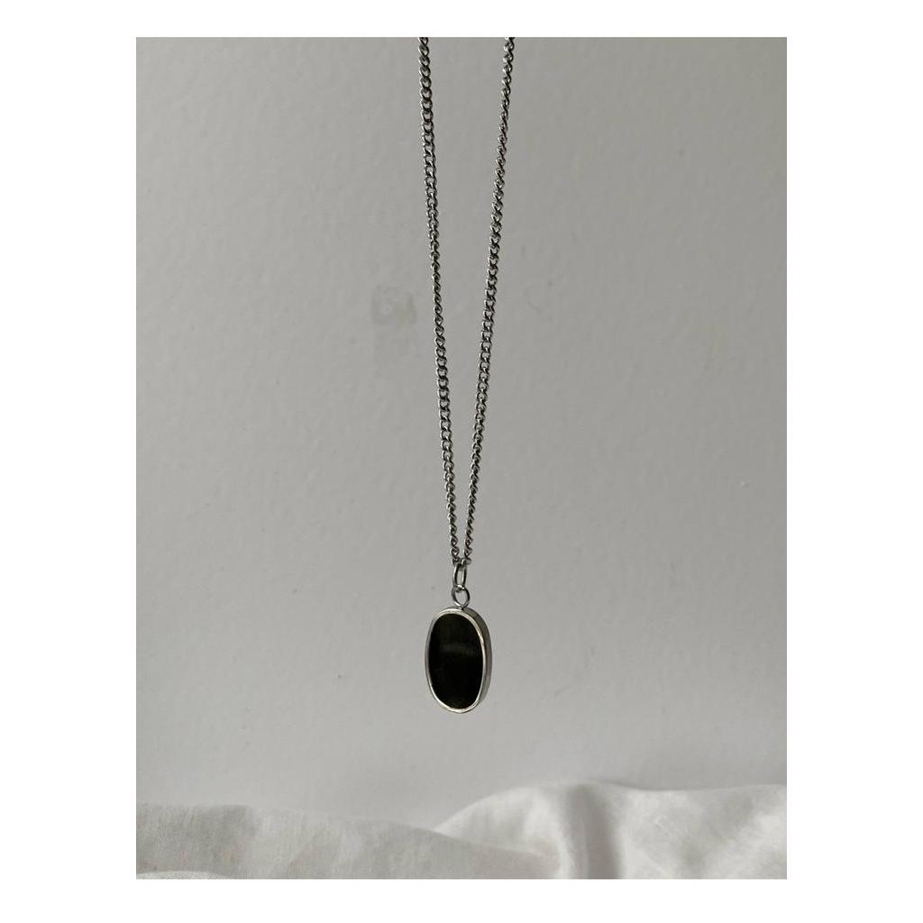 Dây Chuyền Mặt Oval Màu Đen Thời Trang Cho Cặp Đôi 22575