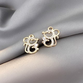 Bông Tai Hình Chuột Đính Đá Zircon Phong Cách Hàn Quốc