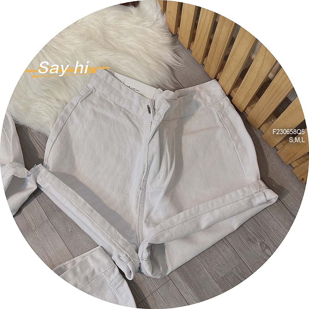 Quần short jean trắng lưng cao hàng đẹp!