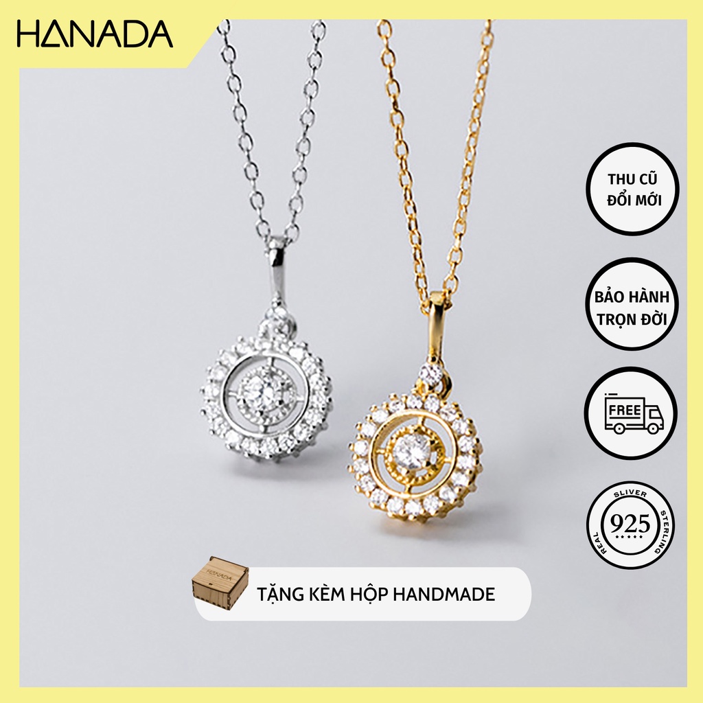 Dây Chuyền Bạc 925 Hanada N1234.N.2.S.340. 0602 Tròn Đá Nhỏ Giữa