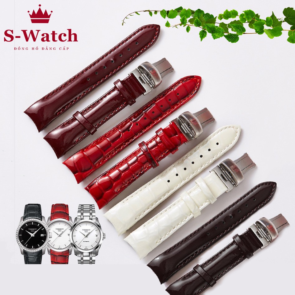 [FULL HỘP] Dây đồng hồ Da #Tissot khóa bạc size 18mm, Dây da đeo Cho Đồng Hồ 1853 T035 cao cấp