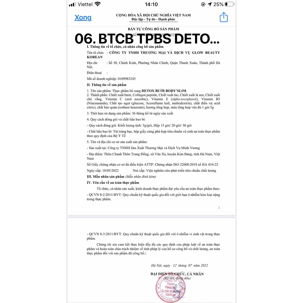 Detox bưởi Body Slim - Giảm cân nhanh, hiệu quả ( hộp 15 gói )