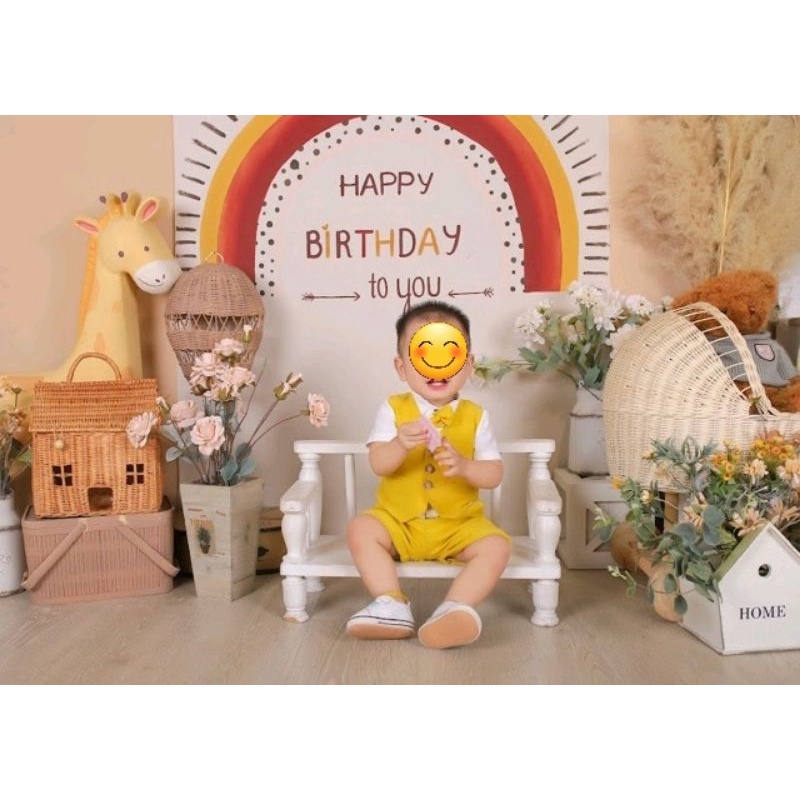Bộ vest gile yếm set công tử bé trai đầy tháng thôi nôi 5-26kg (mới vải nhung mềm tông pastel)
