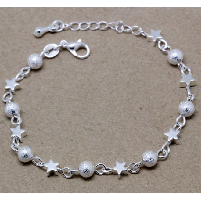 [Mã FAMAYFA giảm 10K đơn 50K] Lắc tay Ngôi Sao bi bạc 925 Ý xinh xắn sale giá rẻ