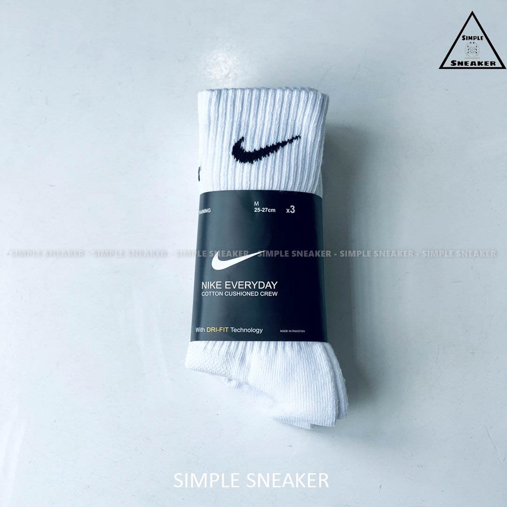 Pack 3 Đôi Vớ Nike Cổ Cao Dri-Fit 💙FREESHIP💙Tất Nike Unisex Chính Hãng - Chất Cotton Chơi Thể Thao - Chống Hôi Chân