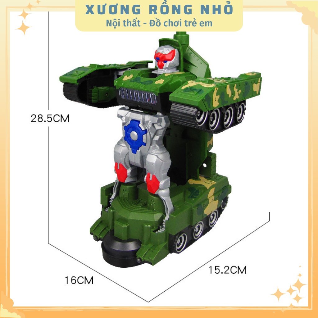 Đồ Chơi Trẻ Em Xe Tăng Biến Hình Robot Tự Động Có Đèn Và Nhạc Cho Bé