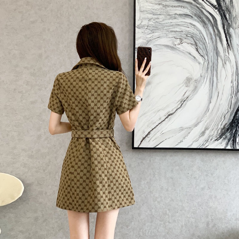 Đầm chiết eo tay ngắn phong cách hepburn thời trang vintage Pháp mùa hè 2022 cho nữ