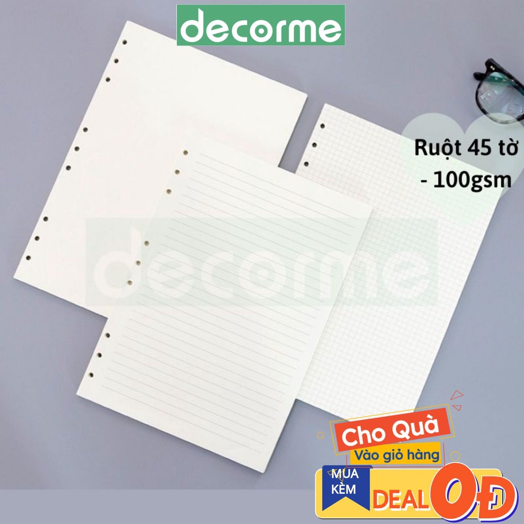 Sổ còng B5 9 còng bìa sổ còng binder giấy refill full phụ kiện set sổ B5 vpp Decorme