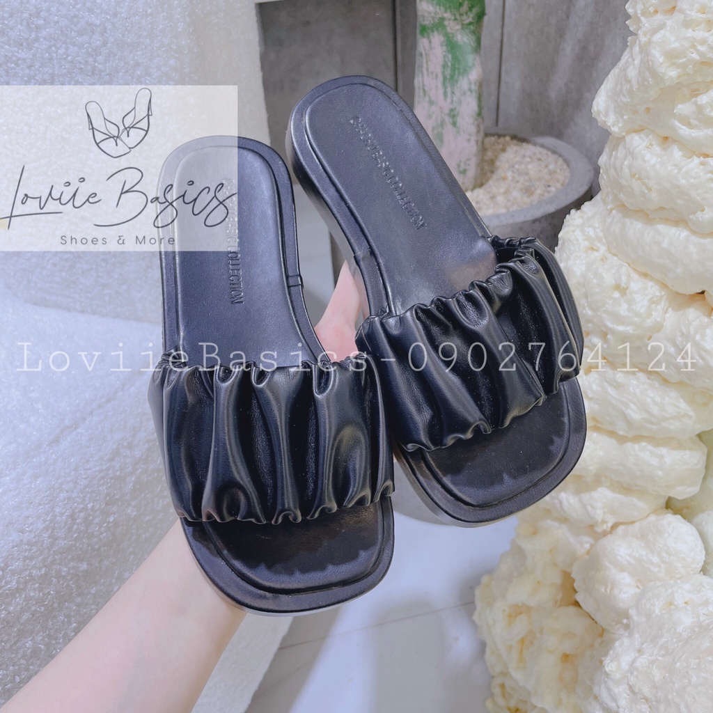 DÉP XUỒNG NỮ LOVIIE BASICS - DÉP THỜI TRANG PHONG CÁCH NỮ TÍNH QUAI NGANG NHÚM BÈO ĐẾ BẰNG D220502