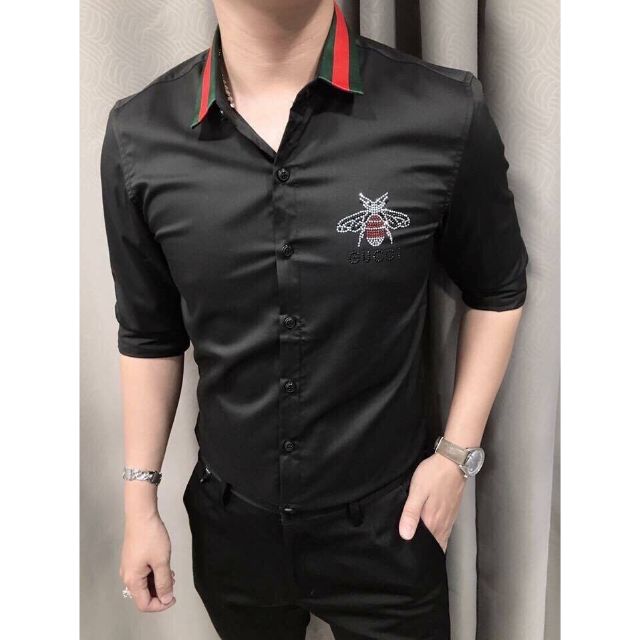 Sơ mi nam đính đá họa tiết