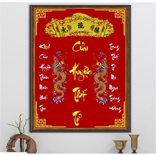 Tranh dán tường Tranh dán phòng thờ Cửu Huyền Thất Tổ nhìu kích thước có keo
