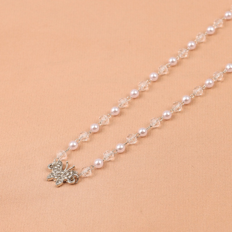 vòng cổ Mặt Hình Bướm Đính Đá Và Ngọc Trai Sang Trọng Cho Nữ