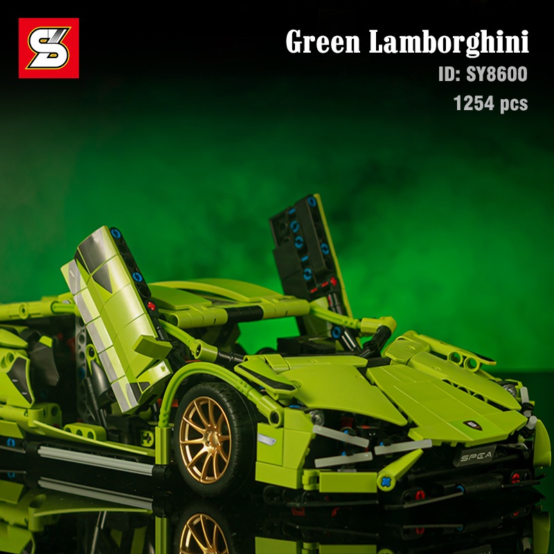 Đồ chơi lắp ráp xe Technic mô hình siêu xe Lamborghini Green  - SY BLOCK 8600