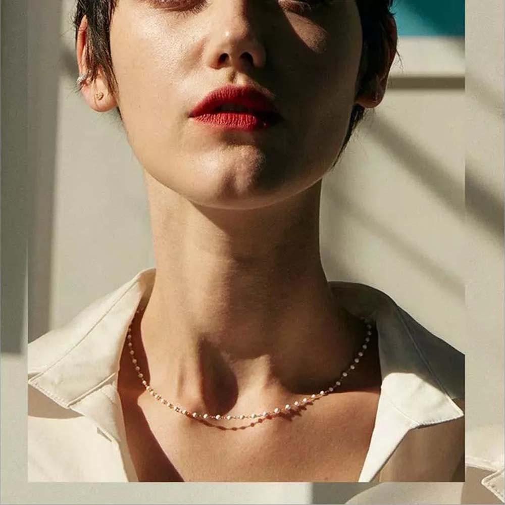 Vòng cổ Chuỗi Hạt Màu Trắng Đơn Giản Thời Trang Cho Nữ