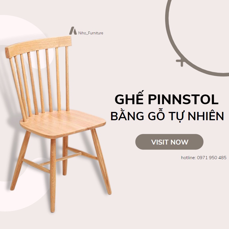 Ghế Pinnstol gỗ tự nhiên NIHO - ghế làm việc, ghế ăn, ghế coffee thiết kế thanh lịch, hiện đại NHG22011💕FREESHIP💕