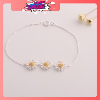 Vòng tay bạc 3 hoa cúc cao cấp Hàn Quốc