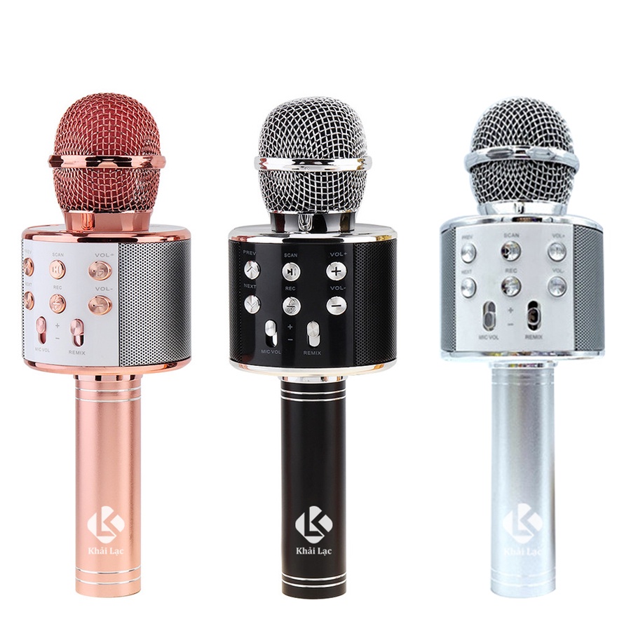 [Mã BMBAU50 giảm 7% đơn 99K] Mic Hát Karaoke Bluetooth WS-858 Khải Lạc míc không Dây Kèm loa Âm vang Ấm mic hát karaoke