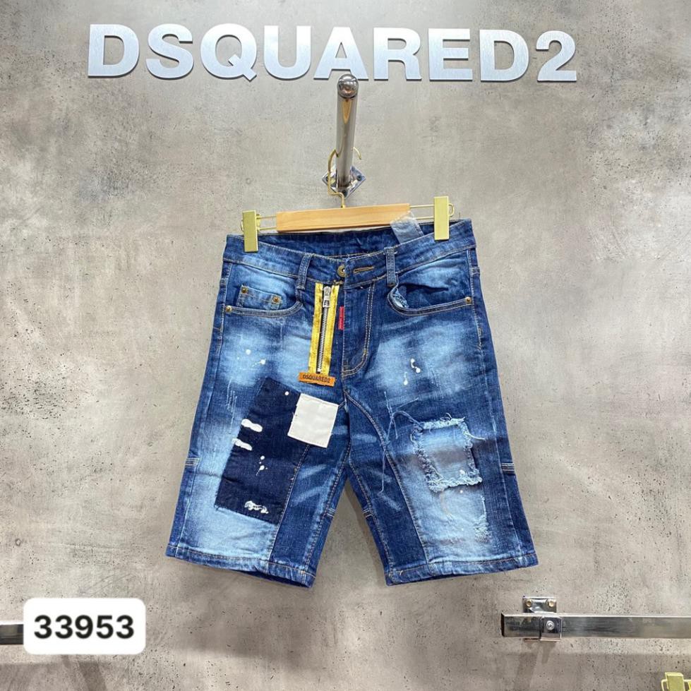 Quần bò ngố DSQ nam - Quần Jean lửng DSQ vẩy sơn - Quần Short Jean nam xịn .